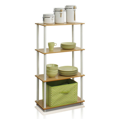 Walplus Furinno Turn-N-Tube 4-Tier Multipurpose Shelf Display RackBeech/white from B&Q