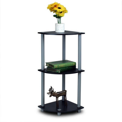 Walplus Furinno Turn-N-Tube 3-Tier Corner Display Rack Multipurpose Shelving UnitBlack/grey from B&Q