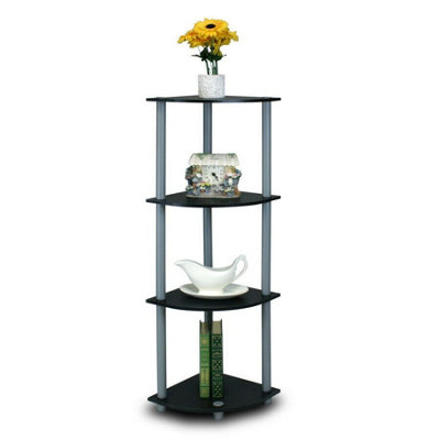 Walplus Furinno Turn-N-Tube 4-Tier Corner Display Rack Multipurpose Shelving UnitBlack/grey from B&Q