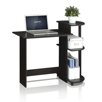 Walplus Furinno Compact Computer Desk With ShelvesEspresso/black from B&Q