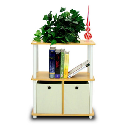 Walplus Furinno Turn-N-Tube 3-Tier Multipurpose Storage Rack Shelving Unit W/binsBeech/white from B&Q