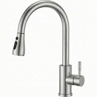Billtix Silver Kitchen Mixer TapKitchen Sink Mixer Taps 360 Swivel Pull Out Spout Spray Single Lever from B&Q