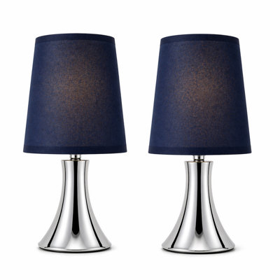 Billtix Set Of 2 Purple Touch Table Lamps Dimmable Led Bedside Lamps Chrome Base Fabric Shade from B&Q