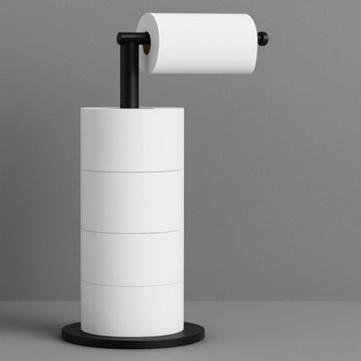 Billtix Free-Standing Toilet Roll HolderStainless Steel Bathroom Roll Holder StandBlack from B&Q