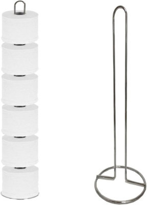 Billtix Toilet Roll Holder Free StandingToilet Paper Roll Stand Up To 6 Rolls from B&Q