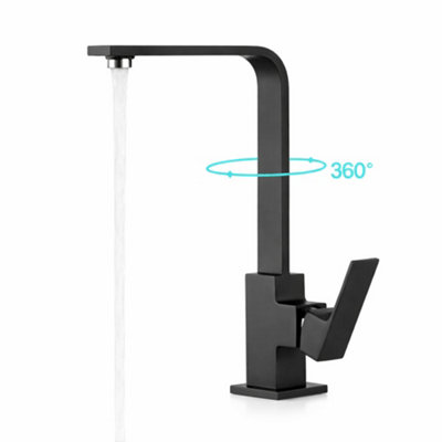 Billtix Black Kitchen Mixer TapKitchen Sink Mixer Taps Swivel Spout Single Lever Tap from B&Q