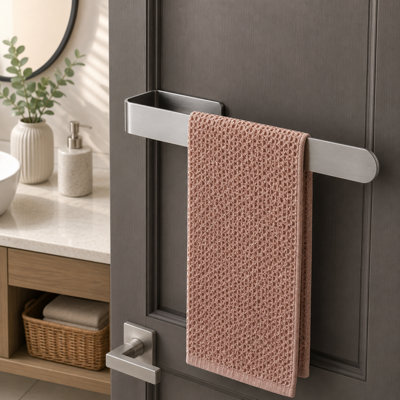 Billtix 37Cm Self Adhesive Towel Rail Stainless Steel Bathroom Hand Towel Holder No Drill Wall Mounted Towel RackSilver from B&Q
