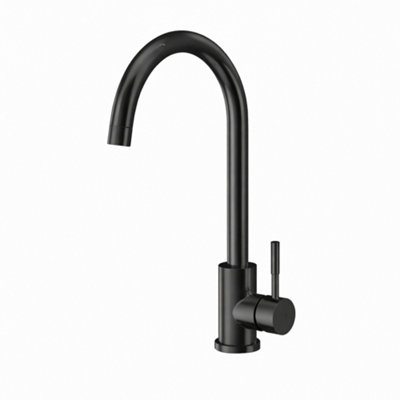 Billtix Kitchen Mixer TapHigh Arc Swivel Spout Single Lever Kitchen Tap1 Hole Kitchen Sink Taps FaucetMatte Black from B&Q