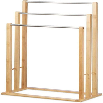 Billtix Bamboo Wooden Freestanding Towel Holder Bathroom Drying Rail Storage Rack from B&Q