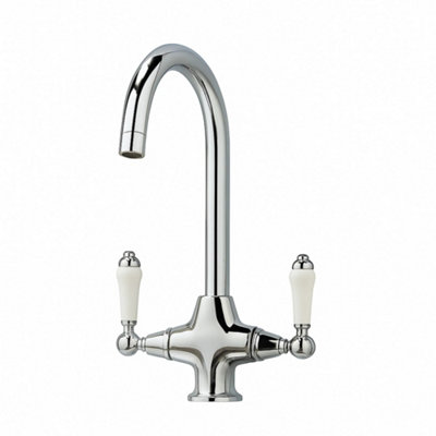 Billtix Kitchen Mixer Tap High Arc1 Hole Swivel Spout Dual Handle Kitchen Sink TapModern Kitchen Tap Chrome from B&Q