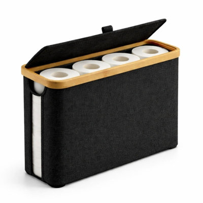 Billtix Toilet Roll Basket Free Standing Toilet Paper Holder Black Bathroom Storage Basket Tissue Organizer For Bathroom from B&Q