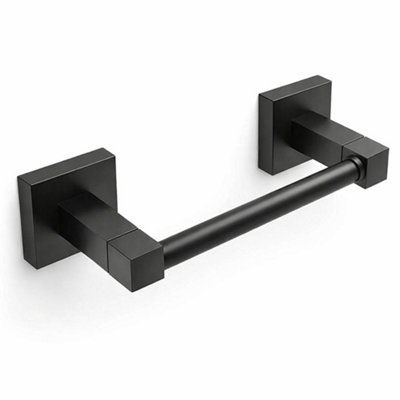 Billtix Black Square Stainless Steel Toilet Paper HolderWall Mounted Toilet Roll Holder Bathroom Accessories Roll Storage from B&Q