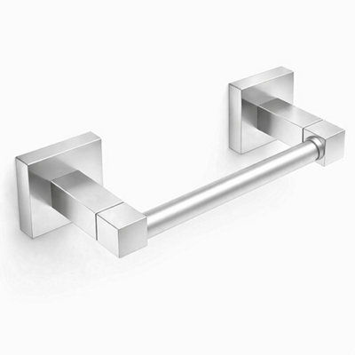Billtix  Silver Square Stainless Steel Toilet Paper HolderWall Mounted Toilet Roll Holder Bathroom Accessories Roll Storage from B&Q