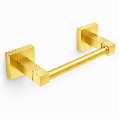 Billtix  Gold Square Stainless Steel Toilet Paper HolderWall Mounted Toilet Roll Holder Bathroom Accessories Roll Storage from B&Q