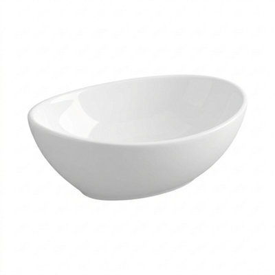 Billtix Bathroom Ceramic Basin Countertop Sink Oval White Vanity Wash Bowl Cloakroom Hand Wash Basin Counter Top Vessel Sink from B&Q