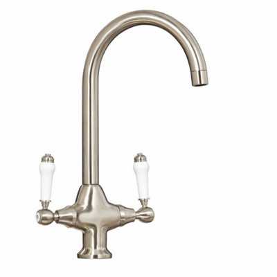 Billtix Kitchen Mixer Tap High Arc1 Hole Swivel Spout Twist Lever Kitchen Sink TapModern Kitchen TapIn Brushed Silver from B&Q