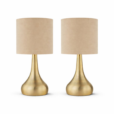 Billtix Set Of 2 Touch Table Lamps Beige Bedside Lamps With Fabric Shade 3 Stage Dimmable Modern Bedroom Lighting from B&Q