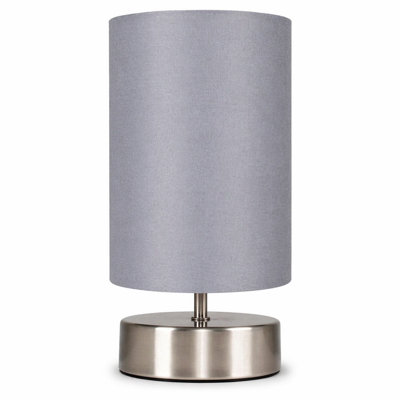 Billtix Grey Bedside Touch Table Lamp Dimmable Led Desk Light Fabric Shade Chrome Base Modern Bedroom Nightstand Lamp Living Room from B&Q