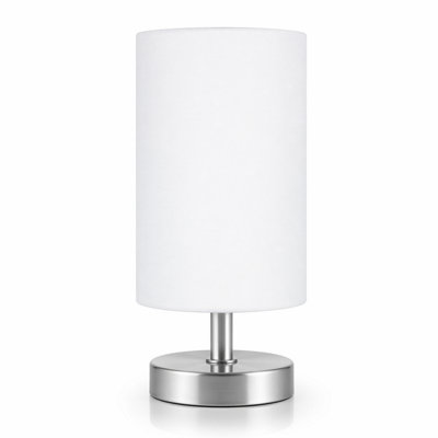 Billtix White Bedside Touch Table Lamp Dimmable Led Desk Light Fabric Shade Chrome Base Modern Bedroom Night Light Minimal Table L from B&Q