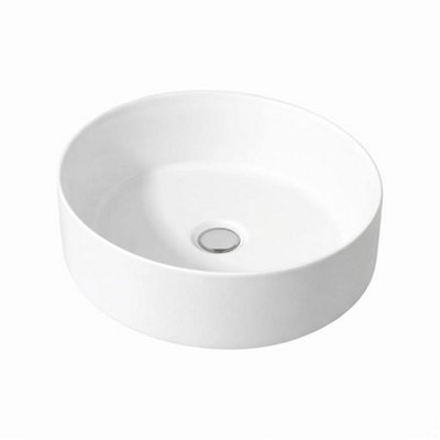 Billtix Bathroom Vessel Sink Round Ceramic Countertop Basin Small White Wash Basin Above Counter Cloakroom 14 Inch from B&Q