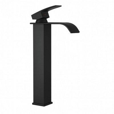 Billtix Modern Matte Black High, Rise Bathroom Mixer Tap For Vessel Basins