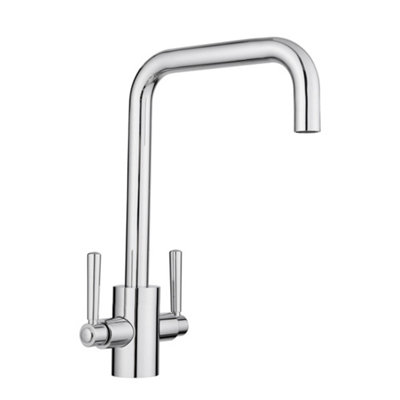 Billtix Kitchen Sink Mixer TapTwin Lever Swivel Spout Kitchen Mixer Tap 1 Hole Monobloc Kitchen Sink Chrome Mixer Tap from B&Q