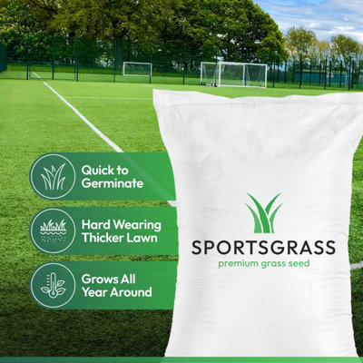 Lawns Direct™ Sportsgrass™ 5Kg Professional Durable Hardwearing Grass Seed For Sports Pitches Football Rugby Tennis Covers 200M2 from B&Q