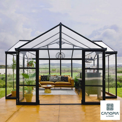Palram Canopia Triomphe 12.5Ft X 15Ft Garden Room Greenhouse Aluminium FrameClear PanelsAuto Roof Vents from B&Q