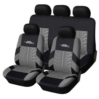Autoyouth Car Seat Covers Universal Fit Full Set Protectors Tire Tracks AccessoriesGray from B&Q
