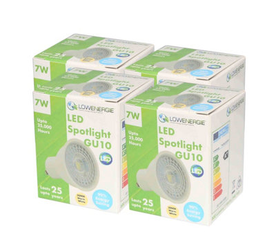 Lowenergie 75W Equivalent Brightness Gu10 7W Led SpotlightWarm WhitePack Of 4 from B&Q