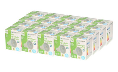 Lowenergie 75W Equivalent Brightness Gu10 7W Led SpotlightWarm WhitePack Of 20 from B&Q