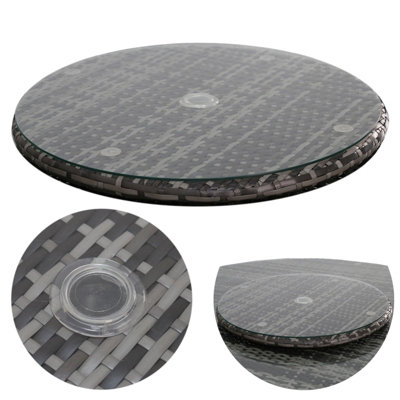 Lazy Susan Glass Turntable360 Degree Rotating Rattan Tempered Glass Serving Plate With Parasol Hold Aluminum Alloy Stand60Cm from B&Q