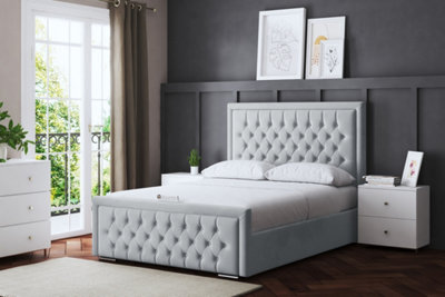 DS Living Allegra Upholstered Silver Panel Bed With Headboard Single from B&Q