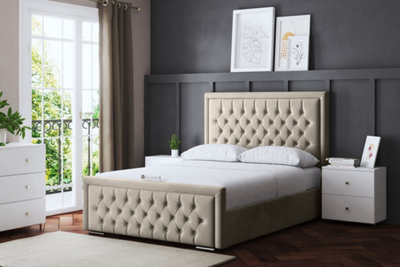 DS Living Allegra Upholstered Beige Panel Bed With Headboard Small Double from B&Q