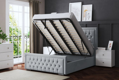 DS Living Allegra Upholstered Silver Panel Bed With Headboard And Ottoman Base Storage Super King from B&Q