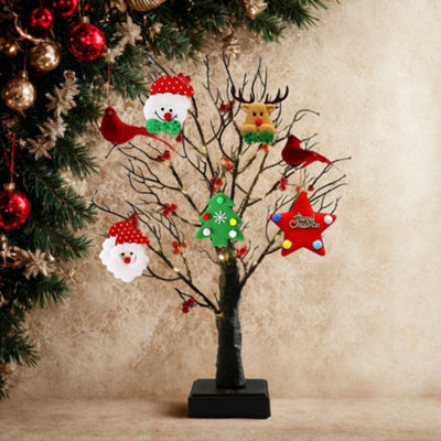 60 Led Pre-Lit Birch Twig Tree With Birds & 10 Piece Christmas Pendant Set from B&Q