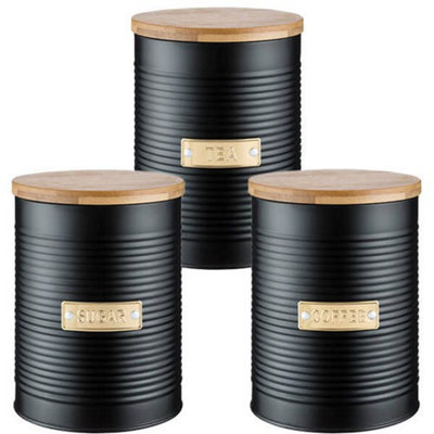 Typhoon Otto Tea, Coffee & Sugar Storage Canisters Black