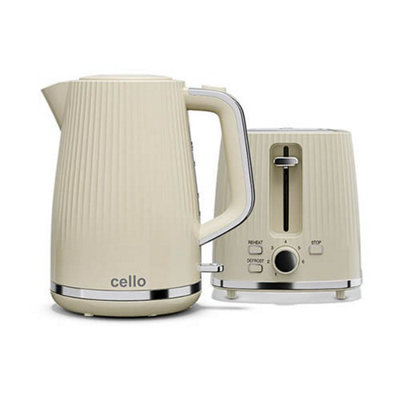 Cello Aria Vanilla Cream 2 Slot Toaster & Kettle from B&Q