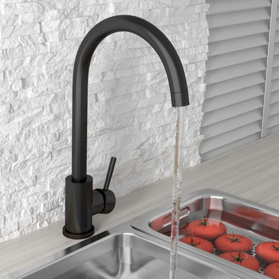 UK Homeliving Uk Home Living Avalon Icon Black Kitchen Mixer Tap from B&Q