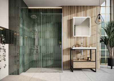 UK Homeliving Uk Home Living Avalon Designer 8mm Minimal Frame Sliding Door 1600mm Chrome from B&Q