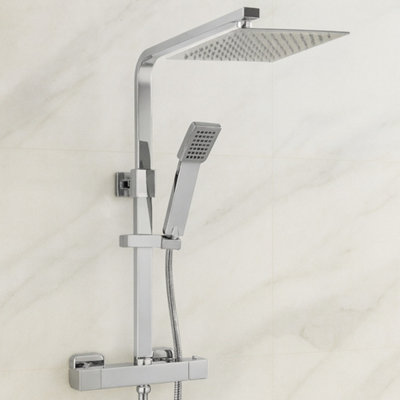 Menai Premium Chrome Square Thermostatic Shower Set from B&Q