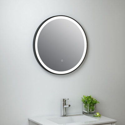 Rosie Black Round Illuminated Led Mirror 600mm from B&Q
