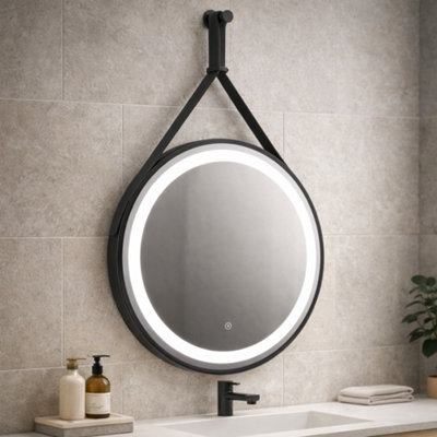 Delilah Black Round Illuminated Led Mirror 600mm from B&Q