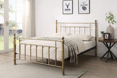 Harpenden Brushed Gold Metal Bed Frame Double 4Ft6 from B&Q