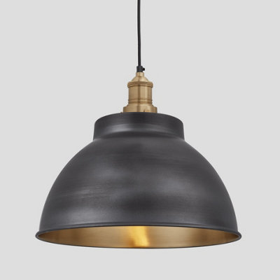 Industville Brooklyn Dome Pendant13 InchPewter & BrassBrass Holder from B&Q