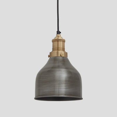 Industville Brooklyn Cone Pendant7 InchPewterBrass Holder from B&Q