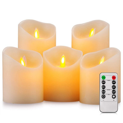 Aku Tonpa Flameless Candles Battery Operated Pillar Real Wax Flickering Moving Wick Electric Led Candle Set With Remote Control from B&Q