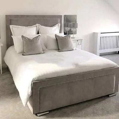 Stratus Interiors Calvin Velvet Upholstered Studded Bed FrameAdd Professional Assembly & Delivery- SingleGas Lift Ottoman Storage Type from B&Q
