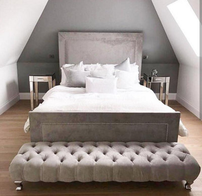 Stratus Interiors Calvin Velvet Upholstered Studded Bed FrameAdd Professional Assembly & Delivery- Super KingGas Lift Ottoman Storage Type from B&Q