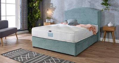 Stratus Interiors Curved Headboard Divan Bed Optional Drawers Plush VelvetDoorstep Delivery Only No AssemblyKing4 Drawer from B&Q